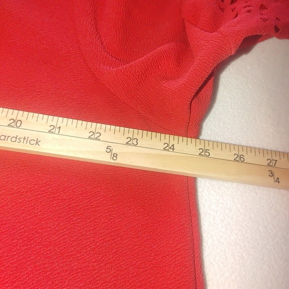 Moa Moa Red Flutter Sleeve Blouse Women's Plus Size 3X Stretch Perforated - Picture 6 of 7